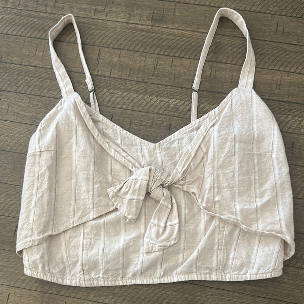 A&F Cream Tie-Front Linen Women's Top